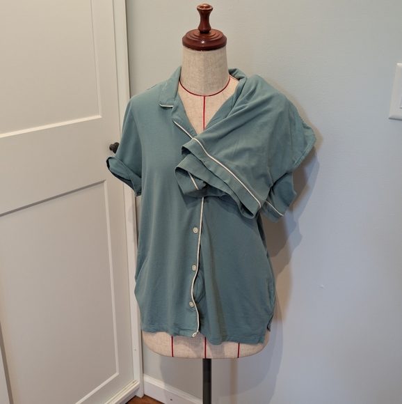 L.L.Bean Super Soft Shrink-Free Shorts Set Women's M Reg Stretch Pajama Green - Picture 1 of 6